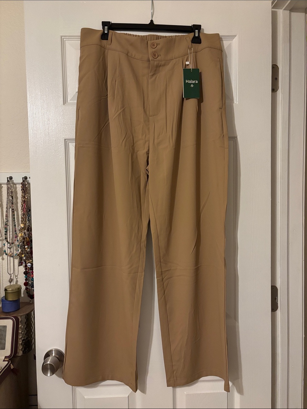 HALARA Women’s High Waisted Wide-Leg Work Pants in Camel-Size XL - Picture 3 of 10